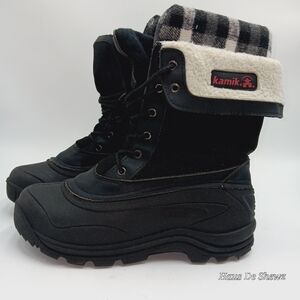 Kamik Black Boots with Checkered Lining